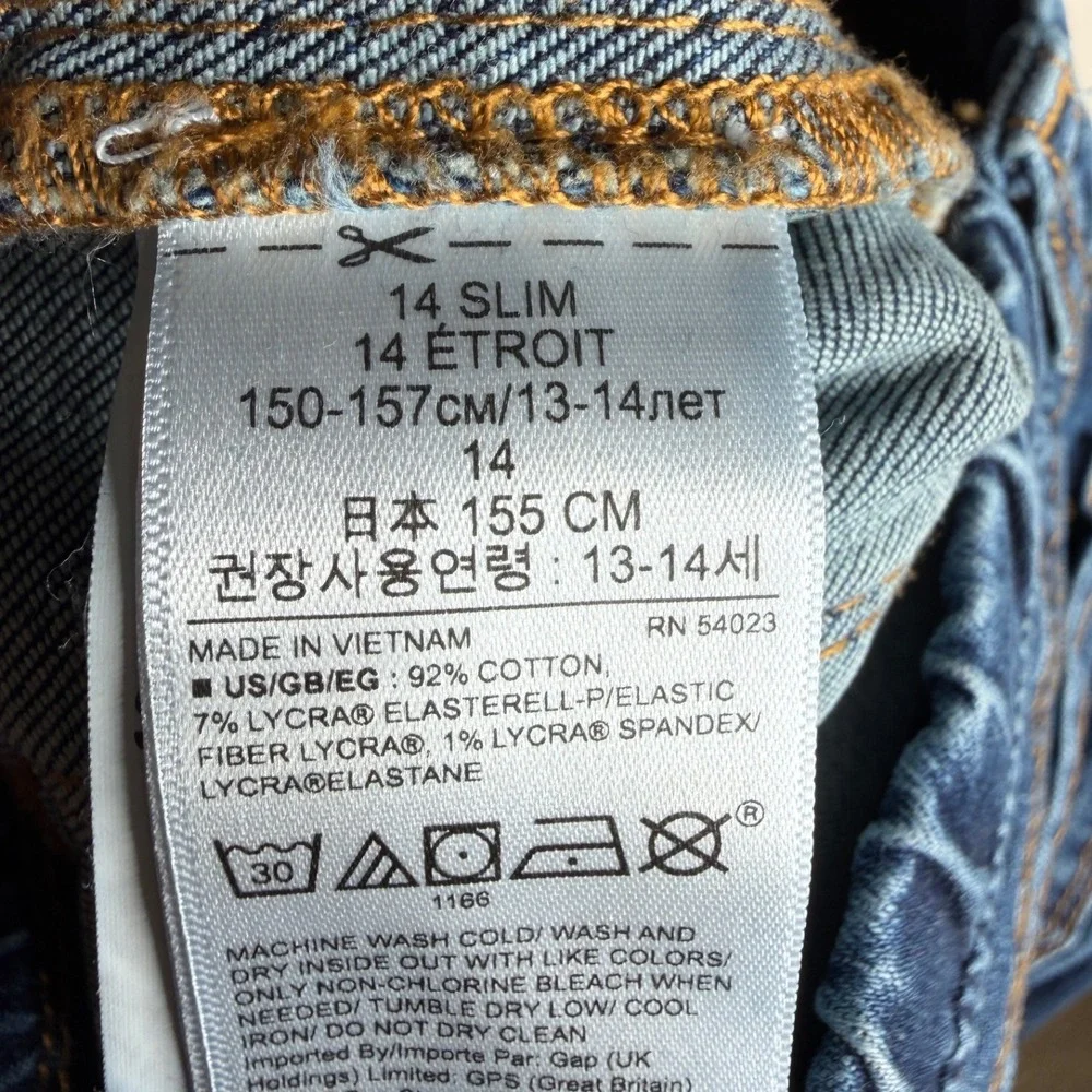 Gap Denim‎ Girls Elastic Waist Jeans size 14 Slim Blue